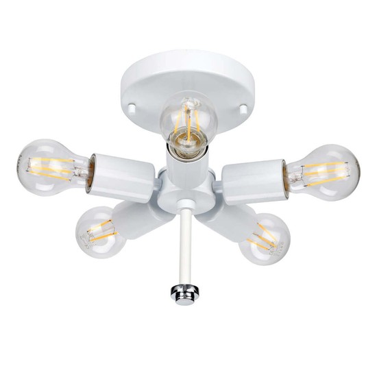 Elstead Fletcher Deckenleuchte E27 5-fach 27cm Poliertes Chrom Elfenbein