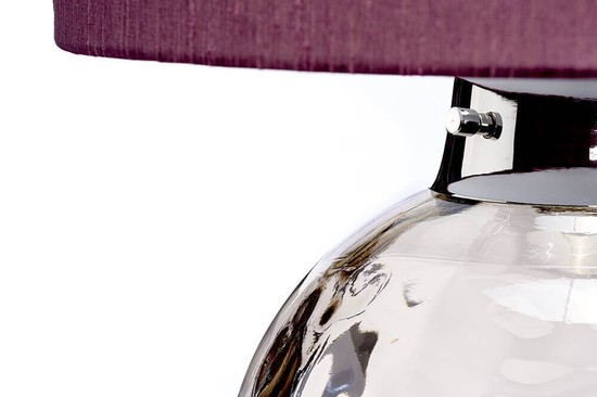 Elstead Kara Tischleuchte E27 Metallarbeiten Nickel poliert - Gläser Rauch Rittersporn-lila