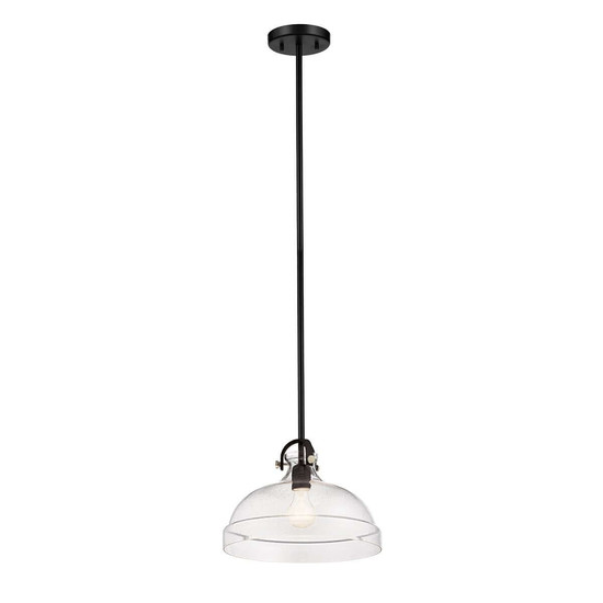 Elstead Hampton Pendel- und Deckenleuchte E27 Graphit Stahl Blasenglas Ø33cm Made in UK