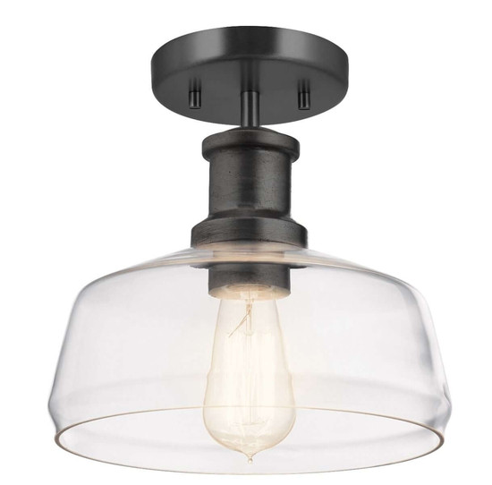Elstead Notting Hill Pendel- und Deckenleuchte E27 Graphit Stahl Klarglas Ø25cm Made in UK