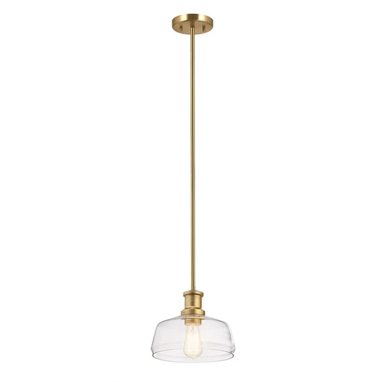 Elstead Notting Hill Pendel- und Deckenleuchte E27 Naturmessing lackiert Stahl Klarglas Ø25cm Made in UK