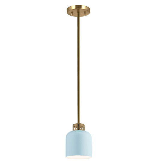 Elstead York Pendel- und Deckenleuchte E27 Naturmessing-Hellblau Stahl Ø17cm Made in UK