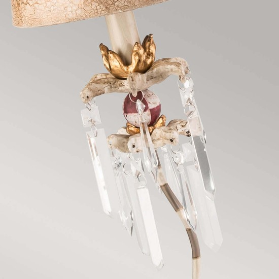 Elstead Birdland Tischleuchte E27 114cm Schwarz-weiß Kristalle