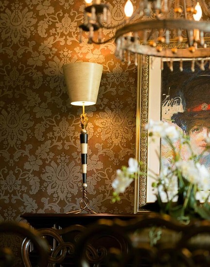 Elstead Flambeau Hängeleuchte E27 2-fach Schwarz, creme und Blattgold