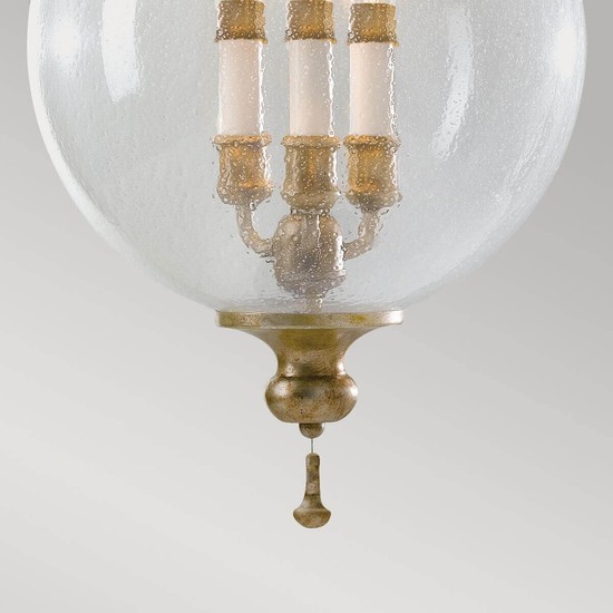 Elstead Argento Hängeleuchte E14 3-fach Oxidiertes Blattsilber