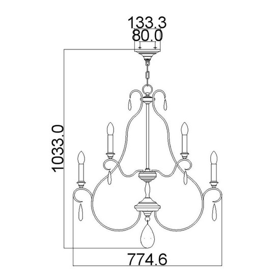 Elstead DeWitt Kronleuchter E14 9-fach Sonnenaufgang Silber