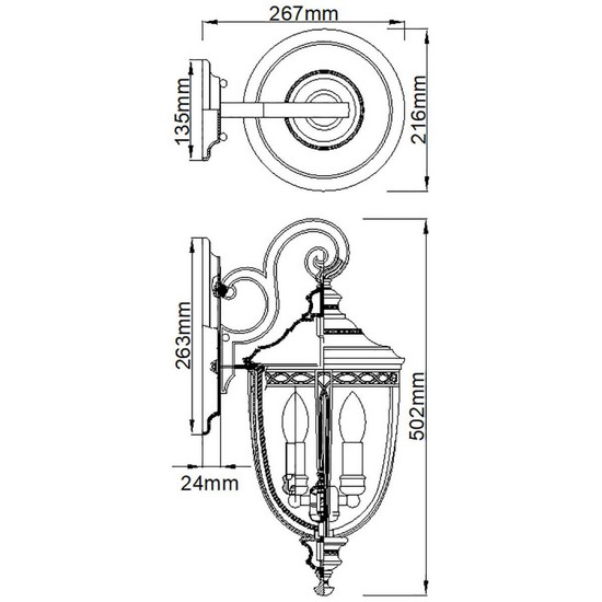 Elstead English Bridle Außen-Wandleuchte E14 3-fach 50cm Britische Bronze IP44