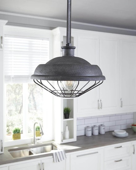 Elstead Lennex Hängeleuchte E27 Schiefergrau Metall