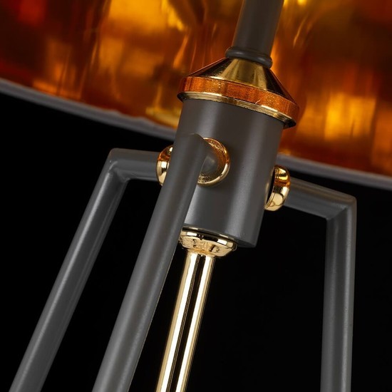 Elstead Ferrara Tischleuchte E27 Dunkelgrau Poliertes Gold Grau mit Metallic-Gold-Futter