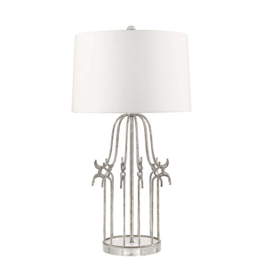 Elstead Stella Tischleuchte E27 Gebeiztes Silber Creme
