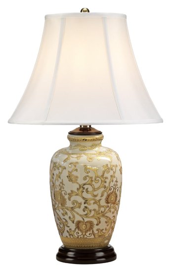 Elstead Goldthistle Tischleuchte E27 Gold Weiß, Made in UK