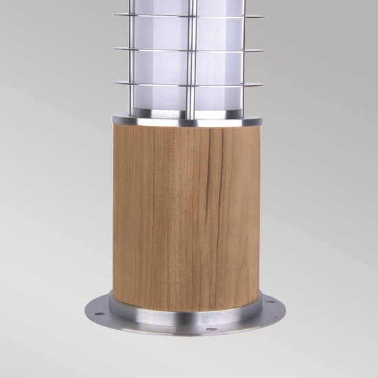 Elstead Poole Außen-Stehleuchte E27 24cm Rostfreier Stahl und Teakholz IP55