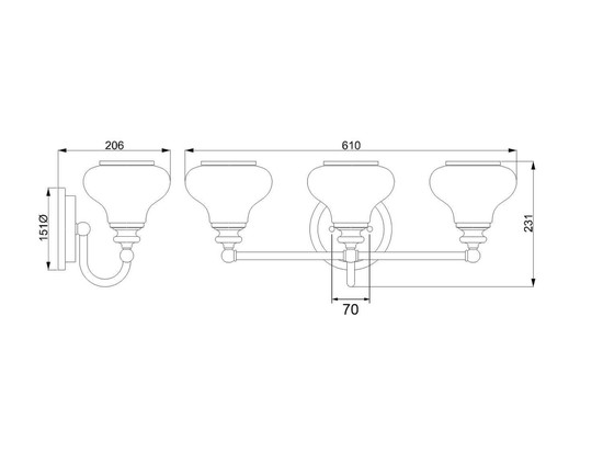 Elstead Ainsley LED Wandleuchte G9 3-fach Poliertes Chrom IP44