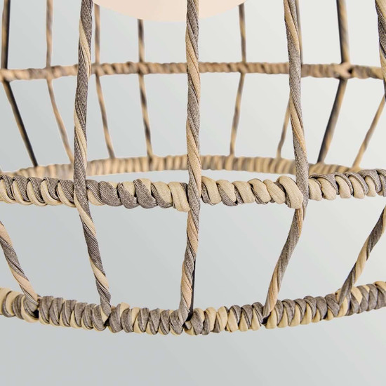 Elstead Arlen Außen-Pendelleuchte E27 IP44 Schwarz Stahl Rattan-Optik Ø61cm