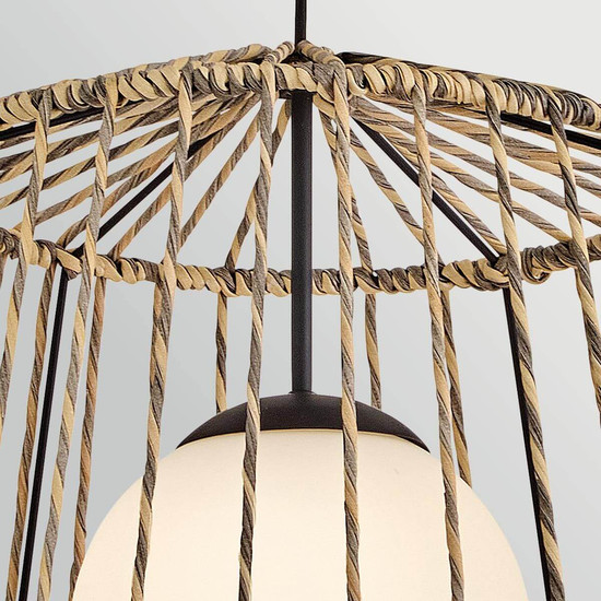 Elstead Arlen Außen-Pendelleuchte E27 IP44 Schwarz Stahl Rattan-Optik Ø61cm