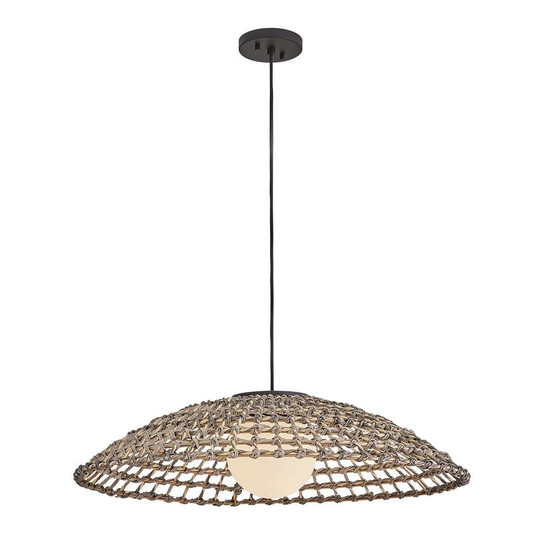 Elstead Arlen Außen-Pendelleuchte E27 IP44 Schwarz Stahl Rattan-Optik Ø76cm