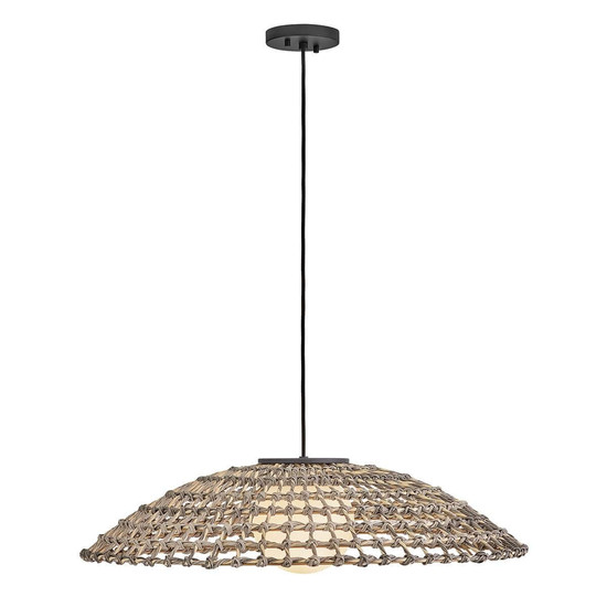 Elstead Arlen Außen-Pendelleuchte E27 IP44 Schwarz Stahl Rattan-Optik Ø76cm