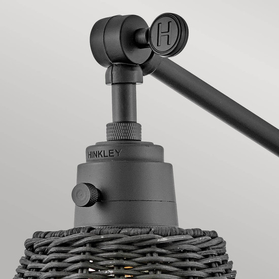 Elstead Arti  Wandleuchte E27 Schwarz, schwarzer Rattan Schirm Rattan schwarz