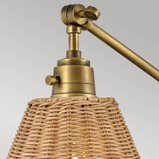 Elstead Arti  Wandleuchte E27 Hertiage Messing, Rattan Schirm Glas klar