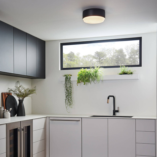 Elstead Cedric Deckenleuchte E27 2-fach Schwarz Opal