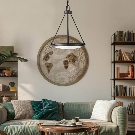 Elstead Collier Pendelleuchte E14 4-fach Schwarzes Oxid Glas klar mit Luftbläschen