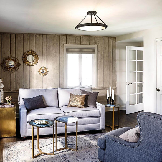 Elstead Collier Deckenleuchte E14 4-fach Schwarzes Oxid Glas klar mit Luftbläschen