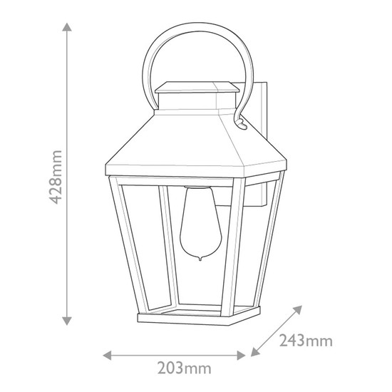 Elstead Dawson Außenwandleuchte E27 Schwarz mit brünierten Bronze Akzenten Klar IP44