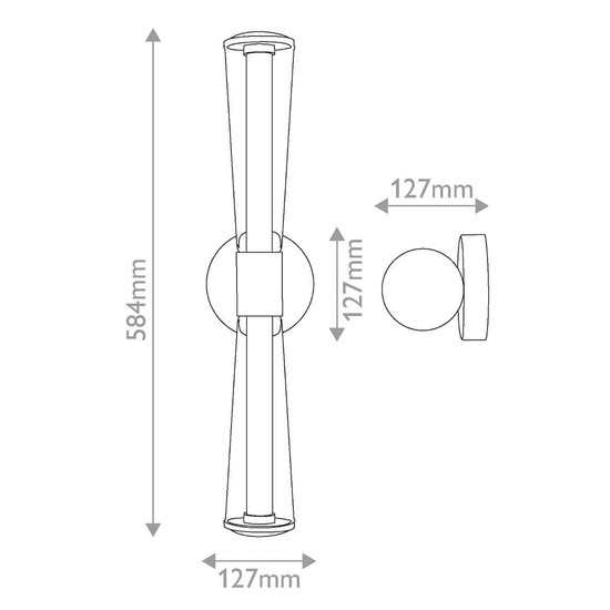 Elstead Elin LED Bad-Wandleuchte dimmbar IP44 warmweiss 22W Chrom poliert Stahl 58cm