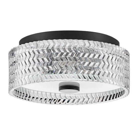 Elstead Elle Deckenleuchte E27 2-fach Schwarz Glas geätzt mit Chevron Muster