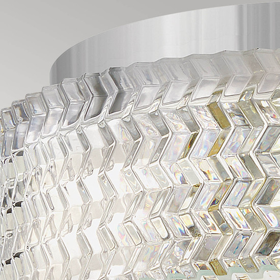 Elstead Elle Deckenleuchte E27 2-fach Chrom Glas geätzt mit Chevron Muster