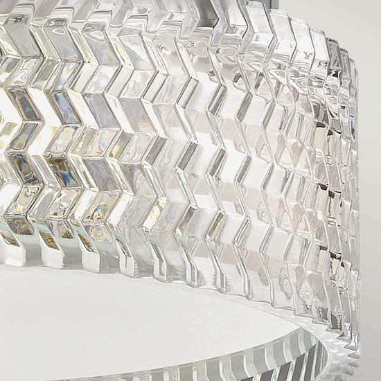 Elstead Elle Deckenleuchte E27 2-fach Chrom Glas geätzt mit Chevron Muster