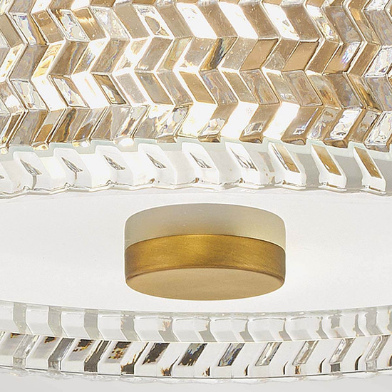 Elstead Elle Deckenleuchte E27 2-fach Heritage Messing Glas geätzt mit Chevron Muster