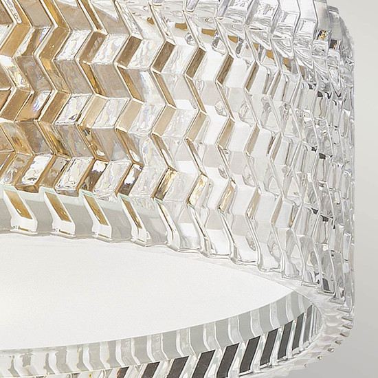 Elstead Elle Deckenleuchte E27 2-fach Heritage Messing Glas geätzt mit Chevron Muster