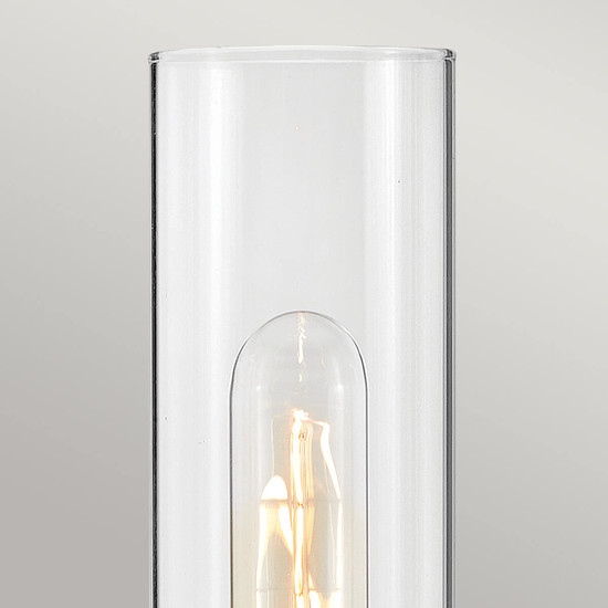 Elstead Ellison Wandleuchte E27 Schwarz mit Heritage-Messing Glas klar IP44