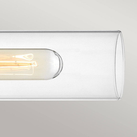 Elstead Ellison Wandleuchte E27 2-fach Schwarz mit Nickel gebürstet Glas klar IP44