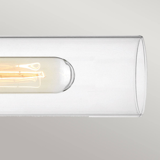 Elstead Ellison Wandleuchte E27 2-fach Schwarz mit Heritage-Messing Glas klar IP44