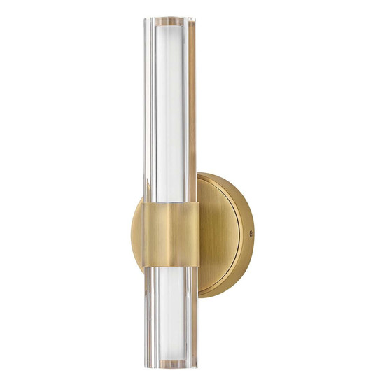 Elstead Georgette LED Bad-Wandleuchte dimmbar IP44 warmweiss 14W Messing lackiert Stahl Riffelglas 36cm