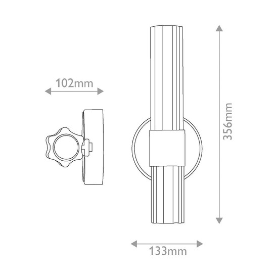 Elstead Georgette LED Bad-Wandleuchte dimmbar IP44 warmweiss 14W Messing lackiert Stahl Riffelglas 36cm