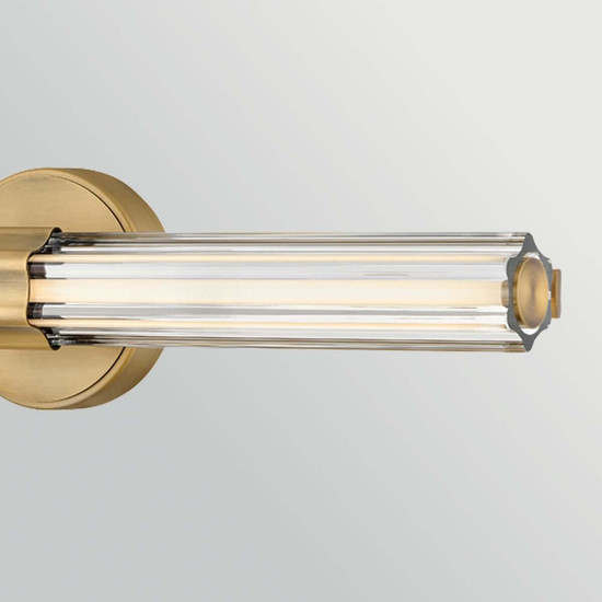 Elstead Georgette LED Bad-Wandleuchte dimmbar IP44 warmweiss 22W Messing lackiert Stahl Riffelglas 61cm