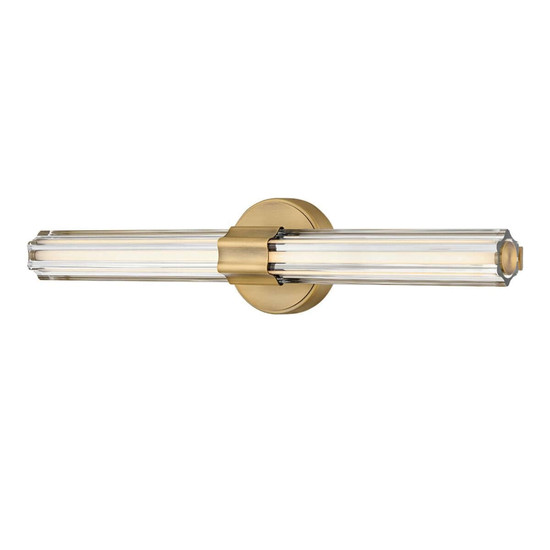 Elstead Georgette LED Bad-Wandleuchte dimmbar IP44 warmweiss 22W Messing lackiert Stahl Riffelglas 61cm