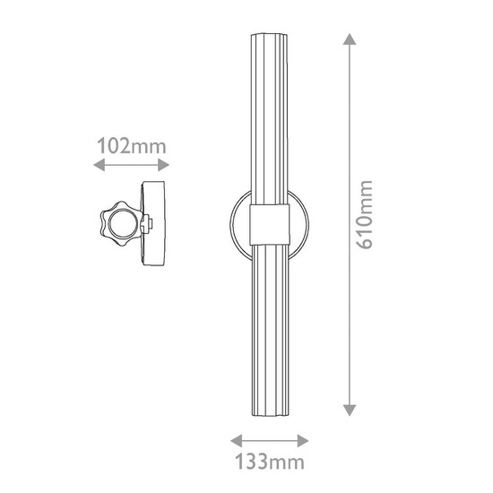 Elstead Georgette LED Bad-Wandleuchte dimmbar IP44 warmweiss 22W Messing lackiert Stahl Riffelglas 61cm