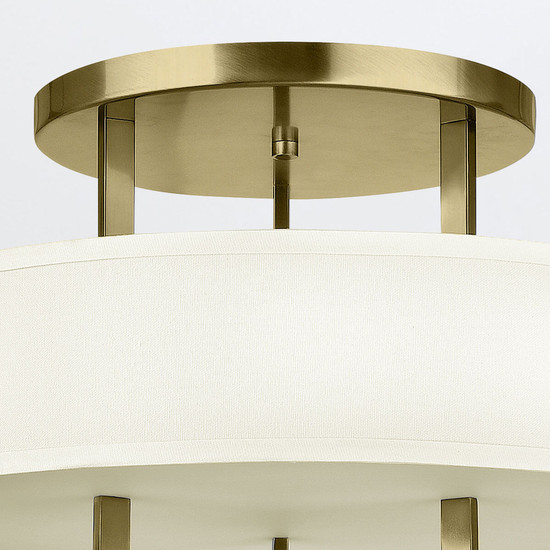 Elstead Hampton Deckenleuchte E27 3-fach Gebürstetes Messing Weiß