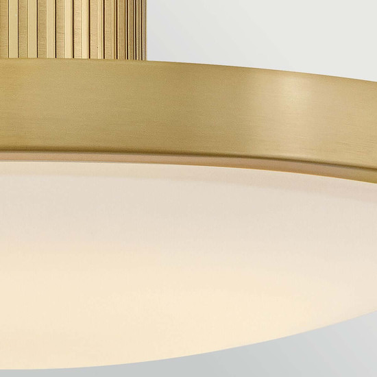 Elstead Kieran LED Deckenleuchte dimmbar CCT warm-/neutralweiss 32W Messing lackiert Stahl Satinglas Ø36cm
