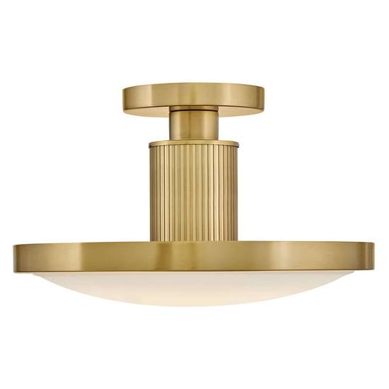 Elstead Kieran LED Deckenleuchte dimmbar CCT warm-/neutralweiss 32W Messing lackiert Stahl Satinglas Ø36cm