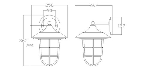 Elstead Marina Außen-Wandleuchte E27 37cm Silber IP44