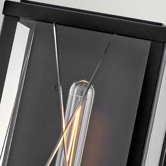 Elstead Monte Außenwandleuchte E27 IP44 Schwarz Alu Schliffglas 56cm