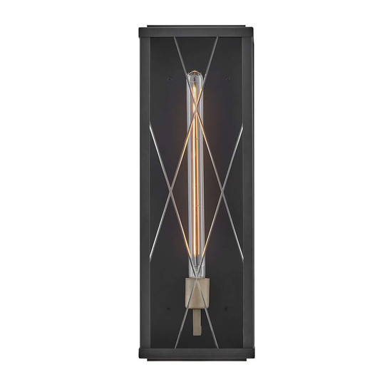 Elstead Monte Außenwandleuchte E27 IP44 Schwarz Alu Schliffglas 56cm