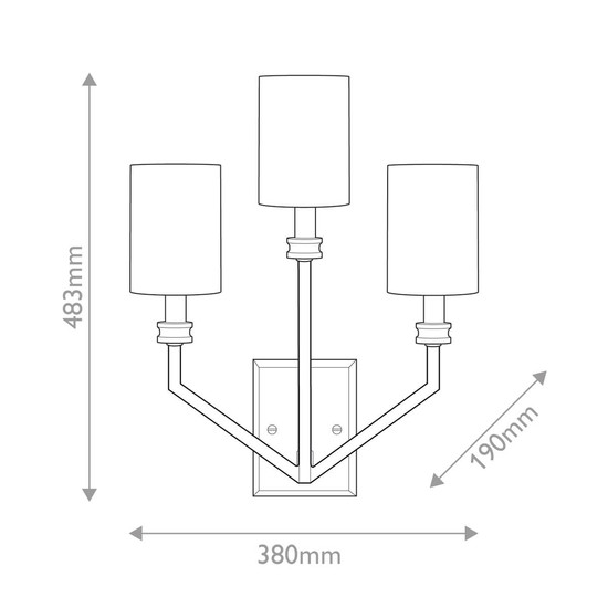Elstead Moore  Wandleuchte E14 3-fach Heritage Messing mit Leinenschirm elfenbeinfarben Weiß