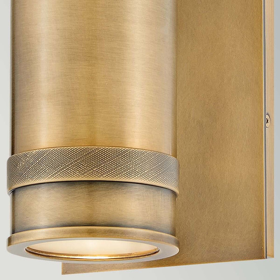 Elstead Pratt LED Außenwandstrahler 2-flammig GU10 IP44 Heritage-Messing Alu Klarglas 48cm