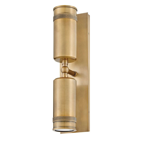 Elstead Pratt LED Außenwandstrahler 2-flammig GU10 IP44 Heritage-Messing Alu Klarglas 48cm